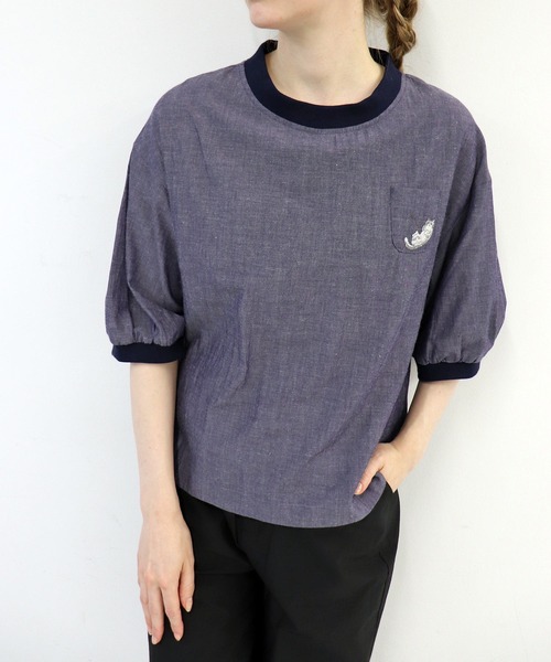haupia(ハウピア)の「うちのこになりませんか。【ブラウス】(シャツ/ブラウス・レディース・オフホワイト/ネイビー/チェック/ストライプ・MEDIUM)」の2枚目の写真