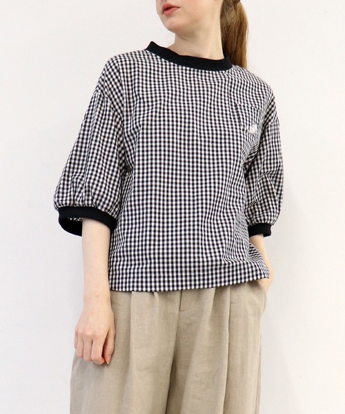 haupia(ハウピア)の「うちのこになりませんか。【ブラウス】(シャツ/ブラウス・レディース・オフホワイト/ネイビー/チェック/ストライプ・MEDIUM)」の4枚目の写真