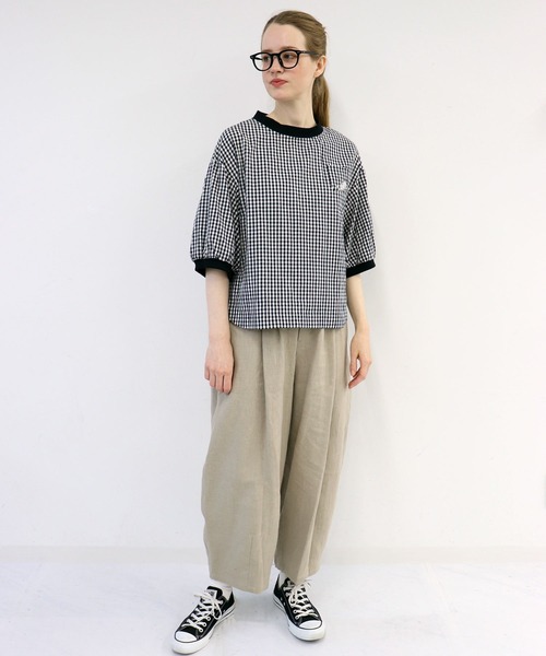 haupia(ハウピア)の「うちのこになりませんか。【ブラウス】(シャツ/ブラウス・レディース・オフホワイト/ネイビー/チェック/ストライプ・MEDIUM)」の10枚目の写真