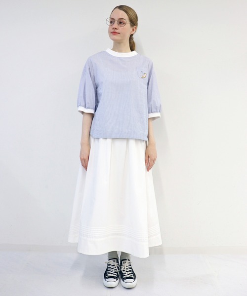 haupia(ハウピア)の「うちのこになりませんか。【ブラウス】(シャツ/ブラウス・レディース・オフホワイト/ネイビー/チェック/ストライプ・MEDIUM)」の15枚目の写真