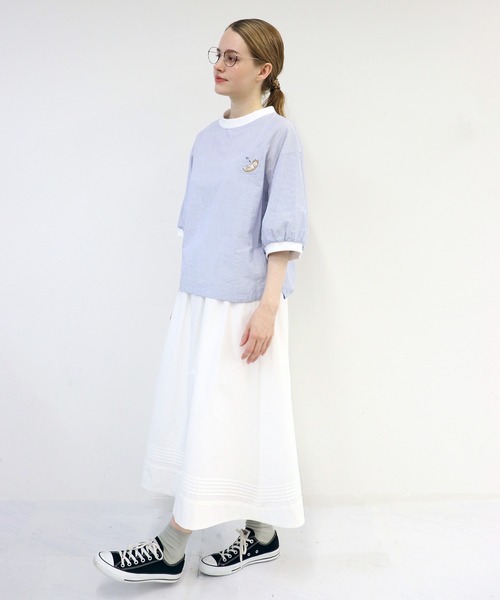 haupia(ハウピア)の「うちのこになりませんか。【ブラウス】(シャツ/ブラウス・レディース・オフホワイト/ネイビー/チェック/ストライプ・MEDIUM)」の16枚目の写真