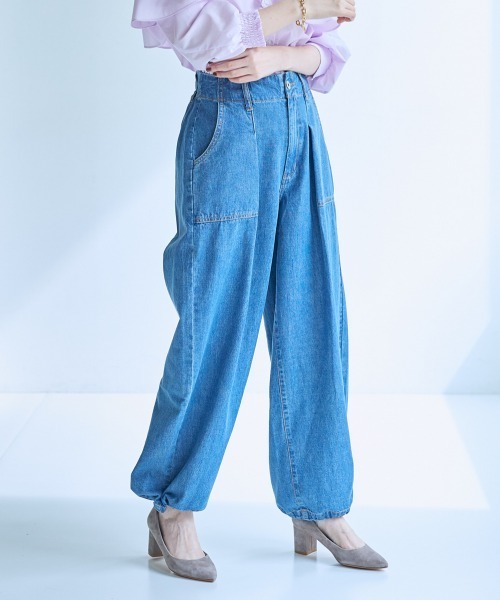 ぎゅな☺︎様 大きいサイズ＞100％デニムパラシュートパンツ【OtonaSMILE