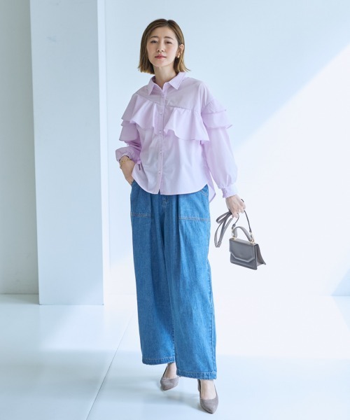 大きいサイズ＞100％デニムパラシュートパンツ【OtonaSMILE