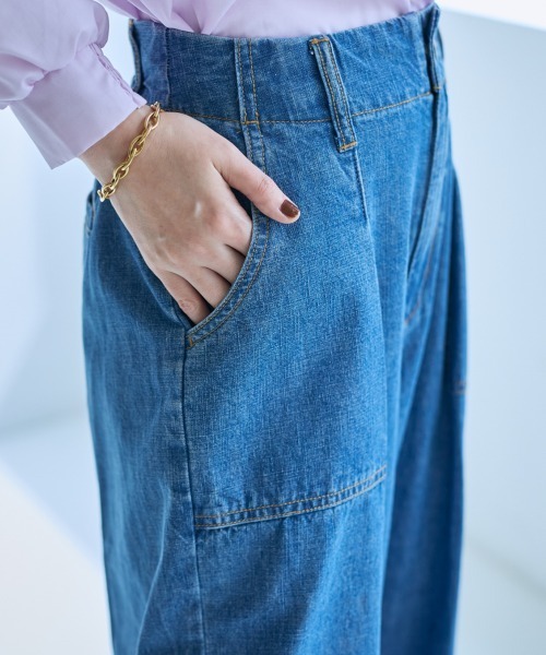 ぎゅな☺︎様 大きいサイズ＞100％デニムパラシュートパンツ【OtonaSMILE