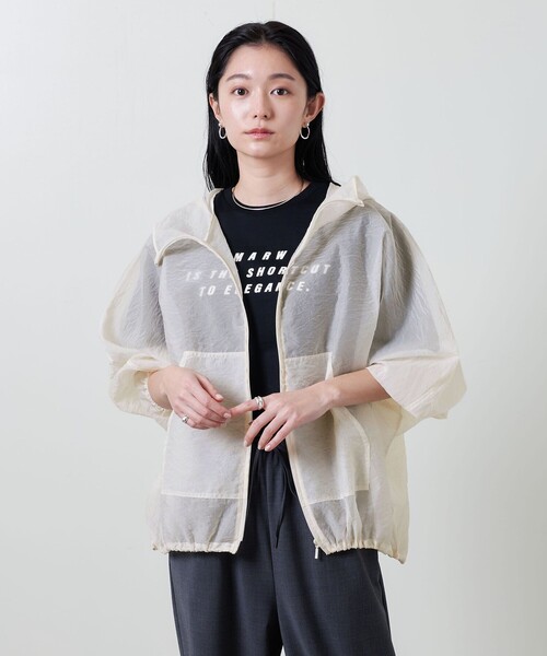 MARW UNITED ARROWS(マルゥ ユナイテッドアローズ)の「<MARW UNITED ARROWS>シアー パーカー(パーカー・レディース・オフホワイト/ブラック/ネイビー・FREE)」の2枚目の写真