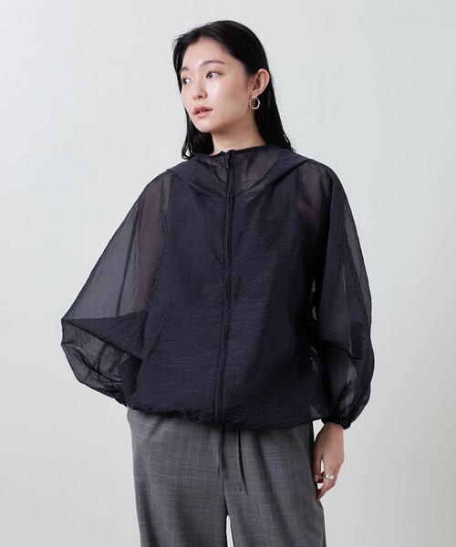 MARW UNITED ARROWS シアー パーカー ブラック MARW UNITED ARROWS＞シアー パーカー（パーカー）｜MARW UNITED