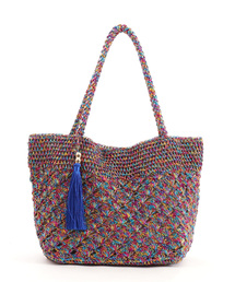 COOCO（クーコ）の「メタリック柄編みトートバッグ（かごバッグ）」