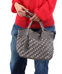 COOCO（クーコ）の「メタリック柄編みトートバッグ（かごバッグ）」