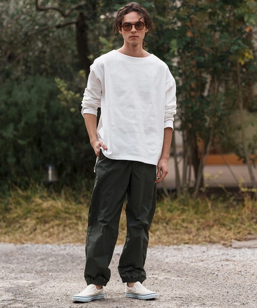 CAMBIO(カンビオ)の「mlt5088-ボートネックボクシーロンT(Tシャツ/カットソー・メンズ・ホワイト/ブラック・M/L/XL)」の11枚目の写真