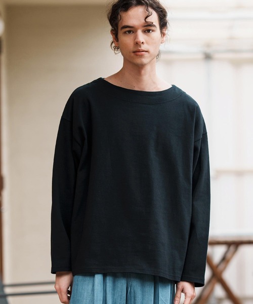 CAMBIO(カンビオ)の「mlt5088-ボートネックボクシーロンT(Tシャツ/カットソー・メンズ・ホワイト/ブラック・M/L/XL)」の16枚目の写真