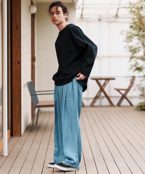 CAMBIO(カンビオ)の「mlt5088-ボートネックボクシーロンT(Tシャツ/カットソー・メンズ・ホワイト/ブラック・M/L/XL)」の17枚目の写真