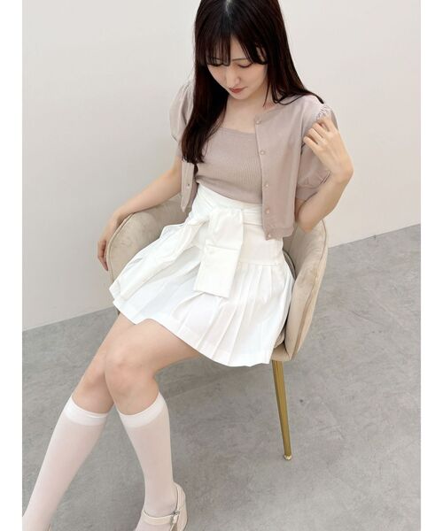 MERCURYDUO（マーキュリーデュオ）の「クロップドニットアンサンブル（カーディガン/ボレロ・レディース・オフホワイト/レッド/ベージュ・FREE）」の8枚目の写真