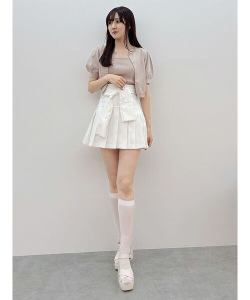 MERCURYDUO（マーキュリーデュオ）の「クロップドニットアンサンブル（カーディガン/ボレロ・レディース・オフホワイト/レッド/ベージュ・FREE）」の9枚目の写真