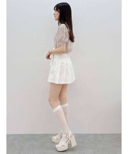 MERCURYDUO（マーキュリーデュオ）の「クロップドニットアンサンブル（カーディガン/ボレロ・レディース・オフホワイト/レッド/ベージュ・FREE）」の10枚目の写真