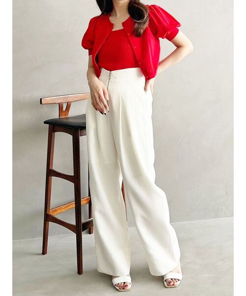 MERCURYDUO（マーキュリーデュオ）の「クロップドニットアンサンブル（カーディガン/ボレロ・レディース・オフホワイト/レッド/ベージュ・FREE）」の12枚目の写真