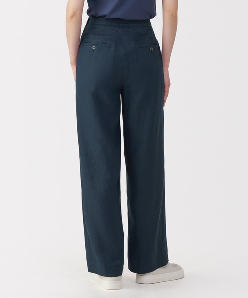 無印良品MUJI Labo◆【完売】リネン太番手ワイドパンツ ネイビー W73 セール】〔MUJI Labo〕婦人 リネン太番手ワイドパンツ（その他