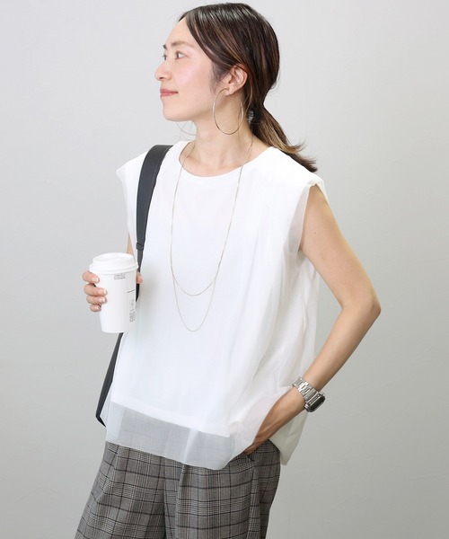 Aletta vita(アレッタビータ)の「チュールレイヤードフレンチスリーブカットソー(Tシャツ/カットソー・レディース・オフホワイト/ブラック・FREE)」の15枚目の写真