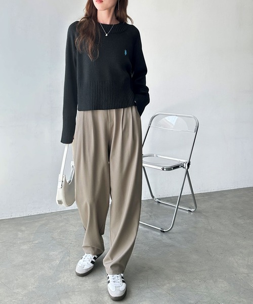 T.japanカーブパンツブラック 新品未使用 ワイドカーブタックスラックスパンツ MONO-MART│MONO-MART