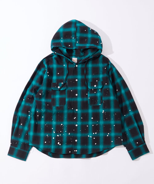 WHO'S WHO gallery(フーズフーギャラリー)の「【KOOK'N/クーキー】 フードチェックシャツ(シャツ/ブラウス・レディース・ブラック/グリーン・FREE)」の15枚目の写真