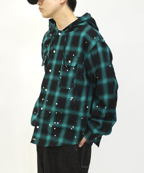 WHO'S WHO gallery(フーズフーギャラリー)の「【KOOK'N/クーキー】 フードチェックシャツ(シャツ/ブラウス・レディース・ブラック/グリーン・FREE)」の18枚目の写真