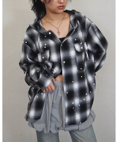 WHO'S WHO gallery(フーズフーギャラリー)の「【KOOK'N/クーキー】 フードチェックシャツ(シャツ/ブラウス・レディース・ブラック/グリーン・FREE)」の19枚目の写真