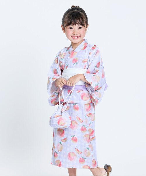 もも☆浴衣ワンピース、Tシャツ セール】【帯2本セット/ジュニア対応】ワンピースとしても着