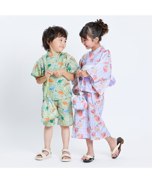 Ampersand（アンパサンド）の「【帯2本セット/ジュニア対応】ワンピースとしても着られる！ ももとギンガム浴衣（浴衣・キッズ・ラベンダー/イエロー/ピンク・80/90/100/110/120/130/140）」の6枚目の写真