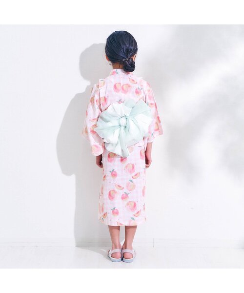 Ampersand（アンパサンド）の「【帯2本セット/ジュニア対応】ワンピースとしても着られる！ ももとギンガム浴衣（浴衣・キッズ・ラベンダー/イエロー/ピンク・80/90/100/110/120/130/140）」の8枚目の写真