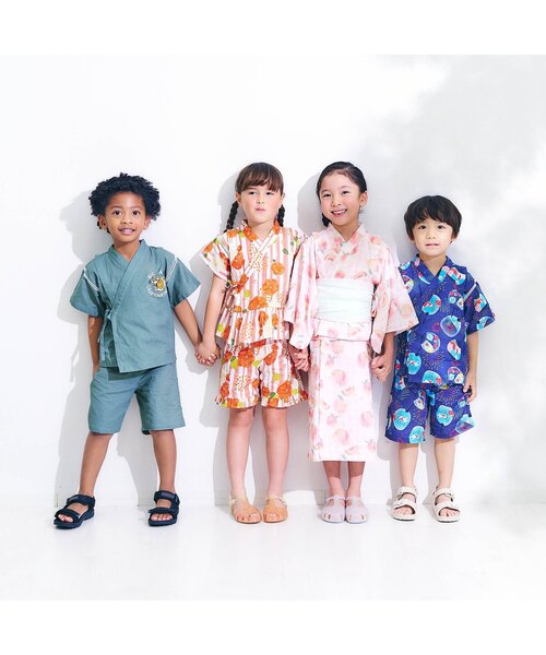 Ampersand（アンパサンド）の「【帯2本セット/ジュニア対応】ワンピースとしても着られる！ ももとギンガム浴衣（浴衣・キッズ・ラベンダー/イエロー/ピンク・80/90/100/110/120/130/140）」の9枚目の写真