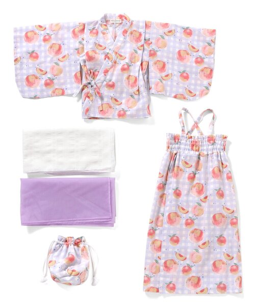 Ampersand（アンパサンド）の「【帯2本セット/ジュニア対応】ワンピースとしても着られる！ ももとギンガム浴衣（浴衣・キッズ・ラベンダー/イエロー/ピンク・80/90/100/110/120/130/140）」の11枚目の写真