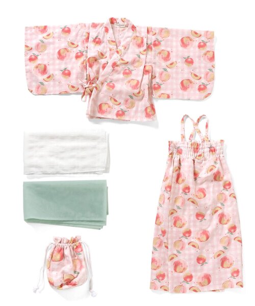 Ampersand（アンパサンド）の「【帯2本セット/ジュニア対応】ワンピースとしても着られる！ ももとギンガム浴衣（浴衣・キッズ・ラベンダー/イエロー/ピンク・80/90/100/110/120/130/140）」の16枚目の写真