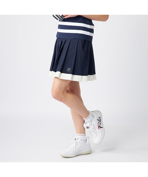 FILA GOLF(フィラゴルフ )の「FILA GOLF/フィラ ゴルフ ゴルフウェア ウエストギャザー 配色 プリーツスカート(スカート・レディース・ネイビー/ライトブルー/ホワイト・LL/L/M)」の3枚目の写真