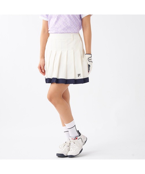 FILA GOLF(フィラゴルフ )の「FILA GOLF/フィラ ゴルフ ゴルフウェア ウエストギャザー 配色 プリーツスカート(スカート・レディース・ネイビー/ライトブルー/ホワイト・LL/L/M)」の1枚目の写真