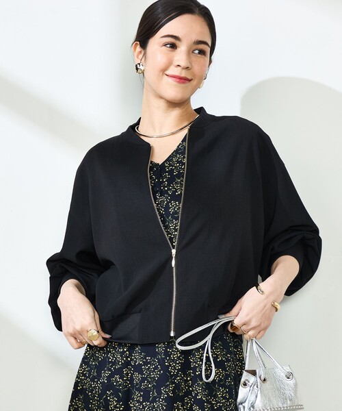 NOLLEY’S Sophi(ノーリーズソフィ)の「ウォッシャブル強撚ライトブルゾン(ブルゾン・レディース・ブラック/ホワイト・38)」の2枚目の写真