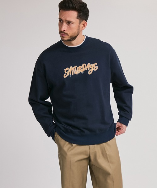 Saturdays NYC（サタデーズ ニューヨークシティ ）の「NEON SATURDAYS SWEATSHIRT（Tシャツ/カットソー・メンズ・ホワイト/ネイビー・S/L/M/XL）」の2枚目の写真