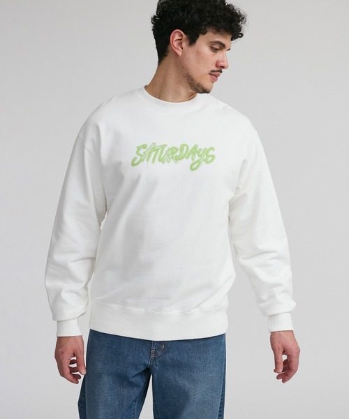 Saturdays NYC（サタデーズ ニューヨークシティ ）の「NEON SATURDAYS SWEATSHIRT（Tシャツ/カットソー・メンズ・ホワイト/ネイビー・S/L/M/XL）」の3枚目の写真