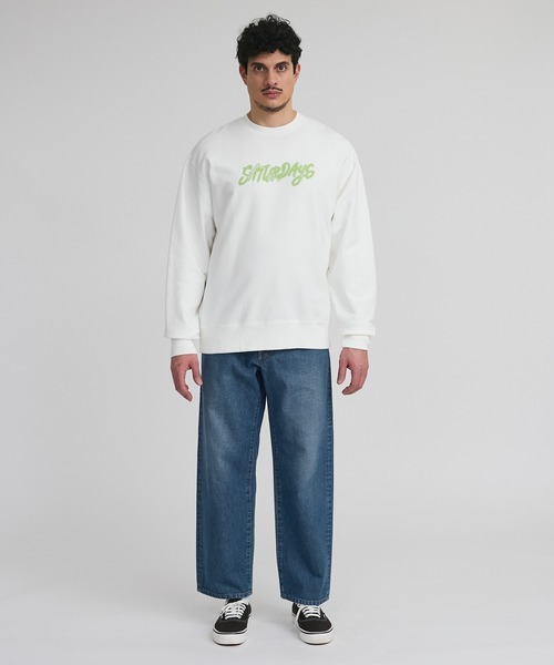 Saturdays NYC（サタデーズ ニューヨークシティ ）の「NEON SATURDAYS SWEATSHIRT（Tシャツ/カットソー・メンズ・ホワイト/ネイビー・S/L/M/XL）」の4枚目の写真
