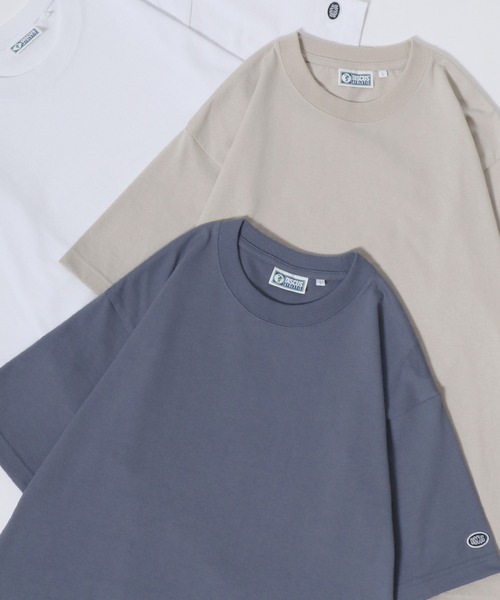 DISCUS（ディスカス）の「DISCUS/ディスカス USAコットン ヘビーウェイト ロゴワッペン刺繍 半袖Tシャツ レディース メンズ（Tシャツ/カットソー・メンズ・グレー/グレイッシュブルー/ブラック/グレイッシュベージュ/ピンクベージュ/ホワイト/オートミール/ネイビー・M/L/LL）」の7枚目の写真