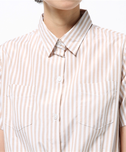 SEVENDAYS=SUNDAY(セブンデイズサンデイ)の「ロンドンストライプ 半袖シャツワンピース(ワンピース・レディース・ベージュ・LARGE/MEDIUM)」の5枚目の写真