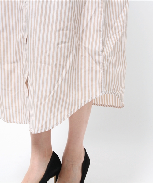 SEVENDAYS=SUNDAY(セブンデイズサンデイ)の「ロンドンストライプ 半袖シャツワンピース(ワンピース・レディース・ベージュ・LARGE/MEDIUM)」の8枚目の写真