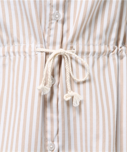 SEVENDAYS=SUNDAY(セブンデイズサンデイ)の「ロンドンストライプ 半袖シャツワンピース(ワンピース・レディース・ベージュ・LARGE/MEDIUM)」の9枚目の写真