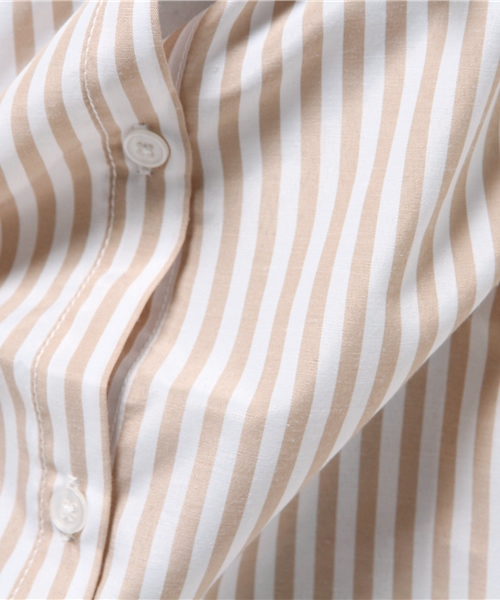 SEVENDAYS=SUNDAY(セブンデイズサンデイ)の「ロンドンストライプ 半袖シャツワンピース(ワンピース・レディース・ベージュ・LARGE/MEDIUM)」の10枚目の写真