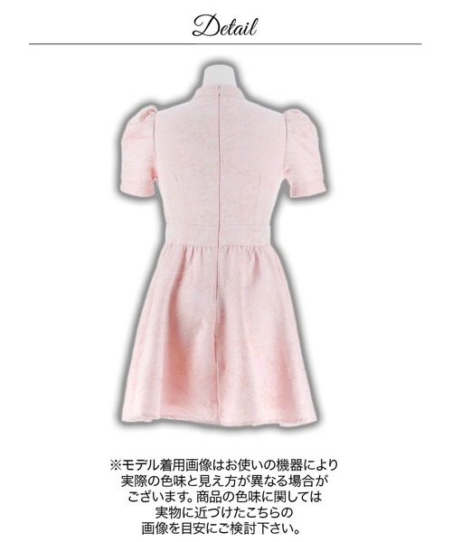 DAZZY(デイジー)の「フェミニン ラメフラワー フロントジップ 半袖Aラインミニドレス(ドレス・レディース・ピンク/アイボリー・M/L/S)」の8枚目の写真