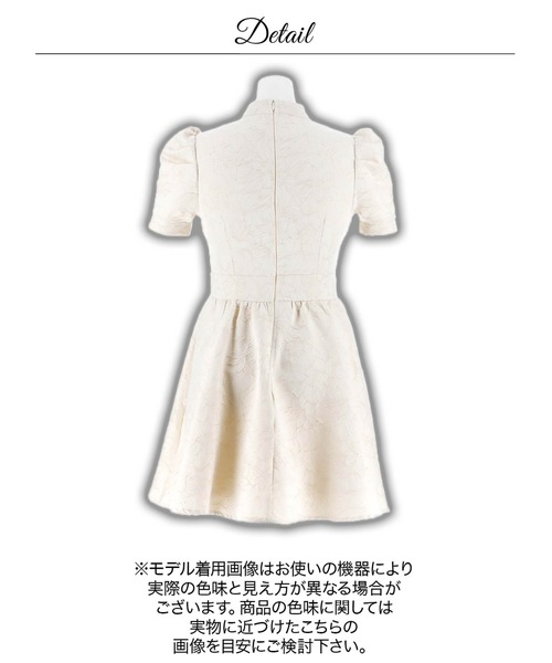 DAZZY(デイジー)の「フェミニン ラメフラワー フロントジップ 半袖Aラインミニドレス(ドレス・レディース・ピンク/アイボリー・M/L/S)」の10枚目の写真