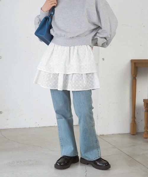 tiptop(ティップトップ)の「【2way】総刺繍コットンキャミスカート(スカート・レディース・オフホワイト/ブラック・FREE)」の4枚目の写真
