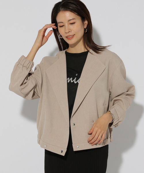 Elura（エルーラ）の「ヴィンテージツイルクロスブルゾン/323300（ブルゾン・レディース・グレイッシュベージュ/アイボリー/チャコールグレー・FREE）」の3枚目の写真