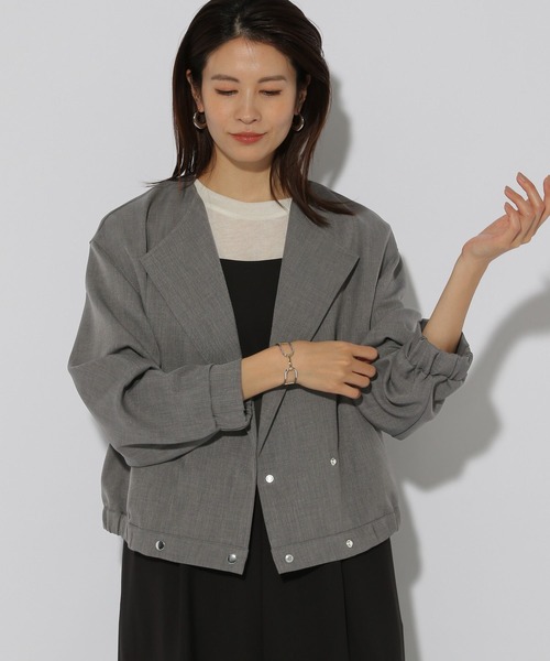 Elura（エルーラ）の「ヴィンテージツイルクロスブルゾン/323300（ブルゾン・レディース・グレイッシュベージュ/アイボリー/チャコールグレー・FREE）」の2枚目の写真