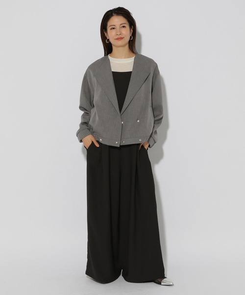 Elura（エルーラ）の「ヴィンテージツイルクロスブルゾン/323300（ブルゾン・レディース・グレイッシュベージュ/アイボリー/チャコールグレー・FREE）」の5枚目の写真