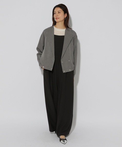 Elura（エルーラ）の「ヴィンテージツイルクロスブルゾン/323300（ブルゾン・レディース・グレイッシュベージュ/アイボリー/チャコールグレー・FREE）」の6枚目の写真