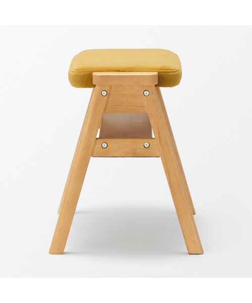 再生ポリエステル混 木製スタッキングスツール マスタード 幅49．3